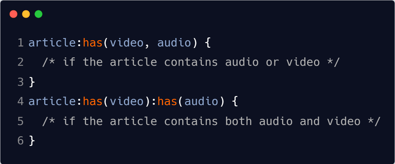 CSS :has() pseudo-class selector